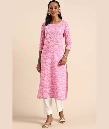 Rajnandini - Pink 100% Cotton Women's Straight Kurti ( Pack of 1 )