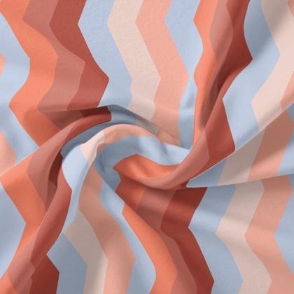 Shiny Seamless Zigzag Multicolour Digital Printed Fabric-Polyester / Japan Satin / 110 CM | 43 Inch