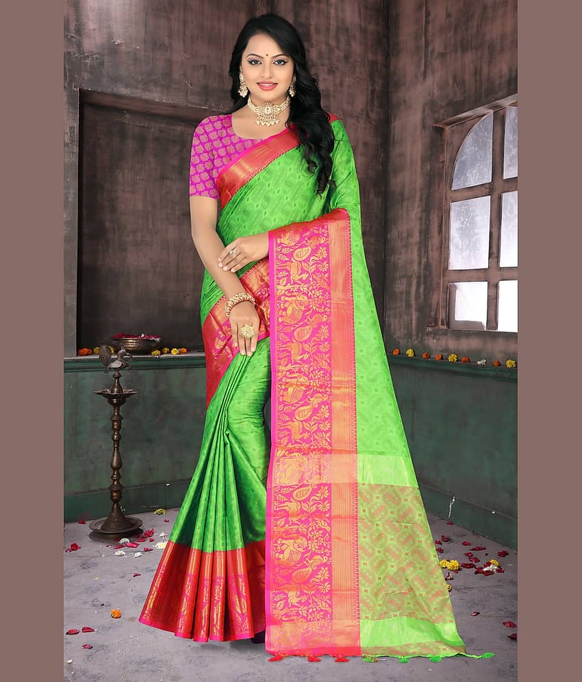 LEELAVATI Silk Woven Saree With Unstitched Blouse Piece ( Multicolor )