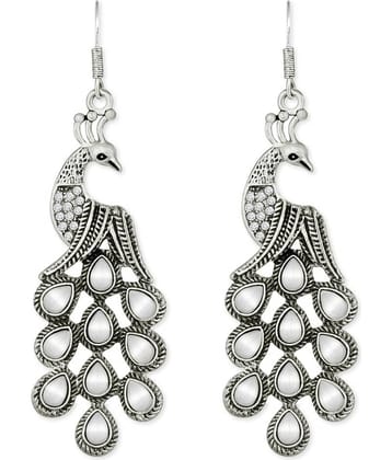 Spargz - Silver Drop Earrings ( Pack of 1 )