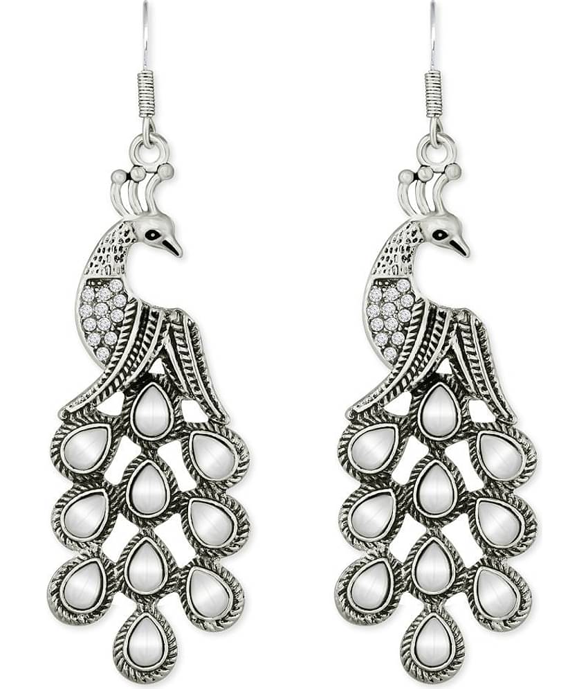 Spargz - Silver Drop Earrings ( Pack of 1 )