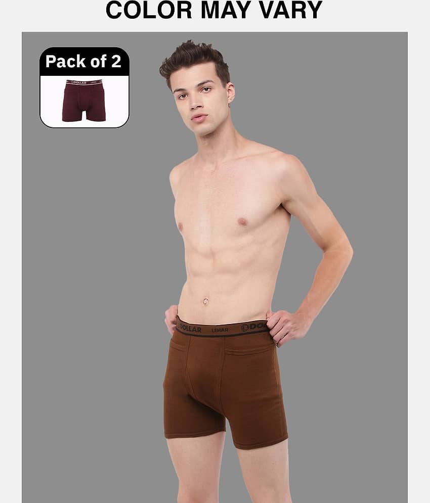 Dollar Lehar Mens Combed Cotton Trunk - Pack of 2 - (Colour May Vary)