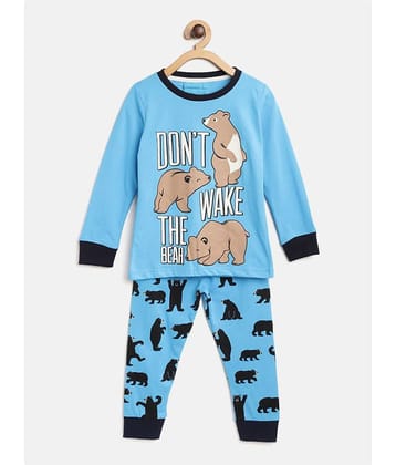 Lazy Shark Pack of 1 Boys Cotton Blend Nightsuit Set ( Turquoise )