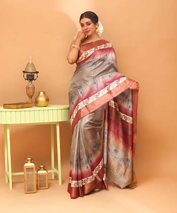 Kosa rust chhattisgarh handloom tussar silk saree