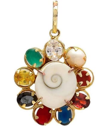 PAYSTORE Multicolour Synthetic Navratna Gomti Chakra Brass Pendant/Locket for Men and WoMEN