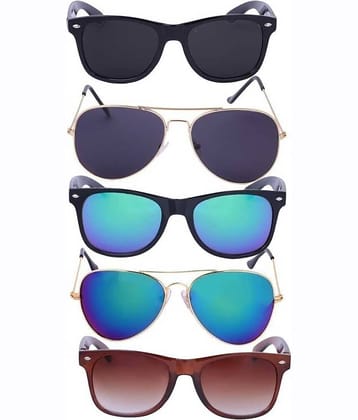 Elligator Multicolor Rectangular Sunglasses ( Pack of 5 )