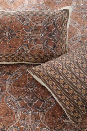 Paisely Cot Cotton Bedsheet-Double - 90 x 108 in / Brown / Brown