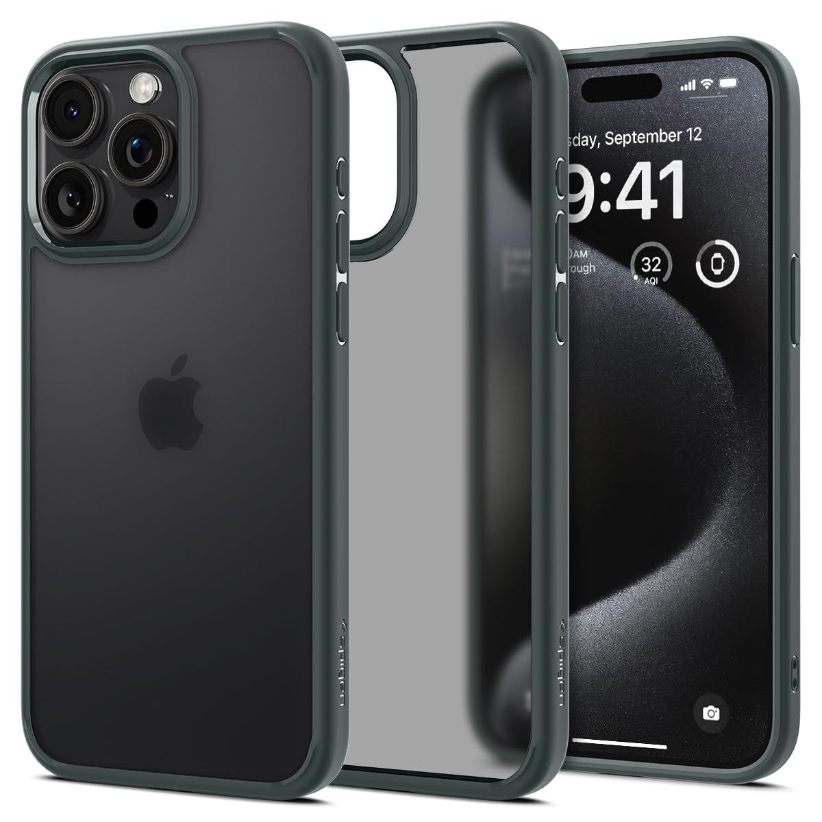 Spigen Ultra Hybrid Back Cover Case for iPhone 15 Pro Max, Durable Hybrid Structure, Air Cushion Technology - Polycarbonate + TPU | Frost Green Spigen Ultra Hybrid Back Cover Case for iPhone 15 Pro Max, Durable Hybrid Structure, Air Cushion Technology -