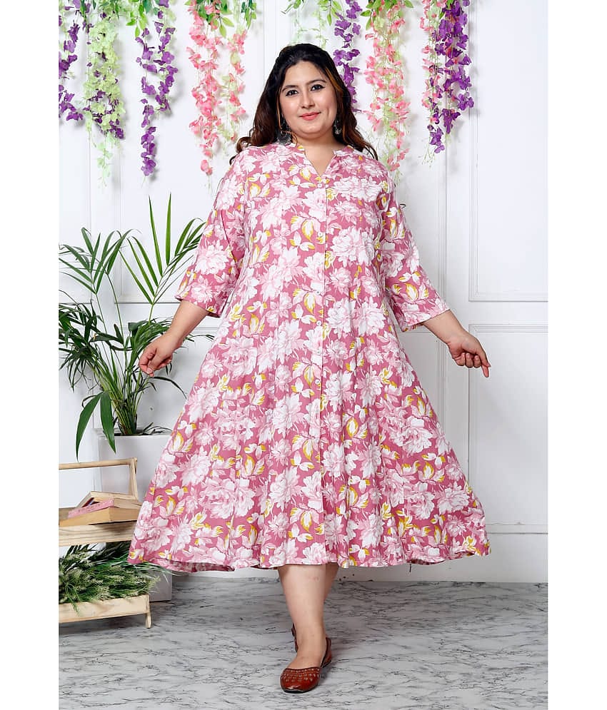 Swasti Cotton Blend Printed Front Slit Women's Kurti - Purple ( Pack of 1 )