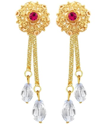 Vighnaharta Golden Drop Earrings ( Pack of 1 )