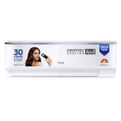 Cruise 1 Ton 4 Star Inverter Split AC with 4Way Auto Swing (100% Copper, Convertible 4-in-1, Fast Cooling & Energy Saving, 7-Stage Air Purification, Anti-Rust Tech, Model, CWCVBL-VP3F125, White) Cruise 1 Ton 4 Star Inverter Split AC with 4Way Auto Swing 
