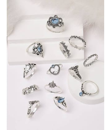 Scintillare by Sukkhi Silver Rings Combo ( Pack of 13 )