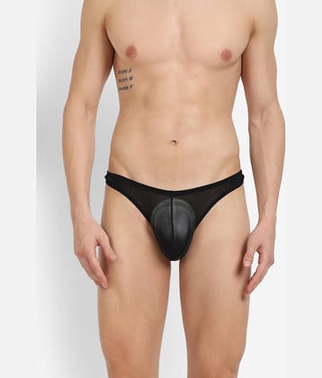 La Intimo Pack of 1 Nylon Thongs For Men's ( Black )