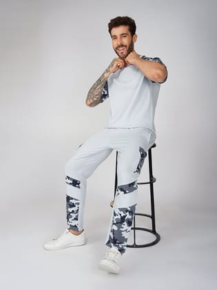 Powder Blue Camo Men's Co-Ord Set-Powder Blue / S