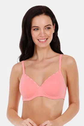 Amante Womens Cotton Casuals Padded Non-Wired T-Shirt Bra10202 Salmon Rose-B10202 SROS / Salmon Rose / 38B