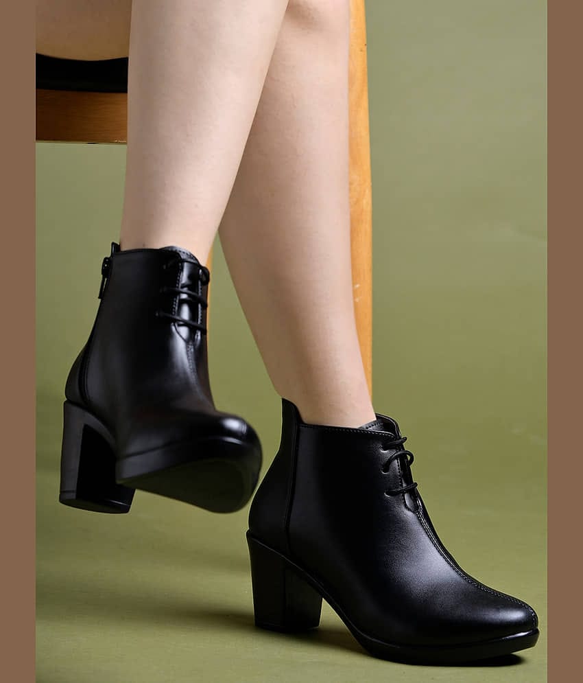 Shoetopia Black Women's Ankle Length Boots