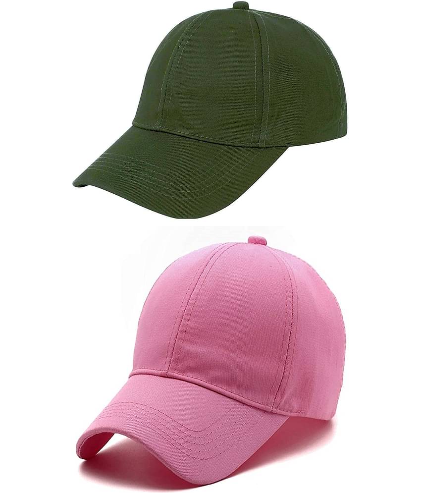 Zacharias - 100% Cotton Green Men's Cap ( Pack of 2 )