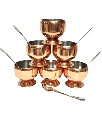 Dynore 6 Ice cream Cup and 6 Spoon Stainless Steel Dessert Bowl 120 mL ( Set of 12 )