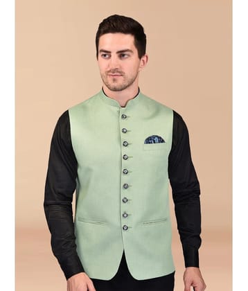 PRINTCULTR Green Cotton Blend Mens Nehru Jacket ( Pack of 1 ) - None