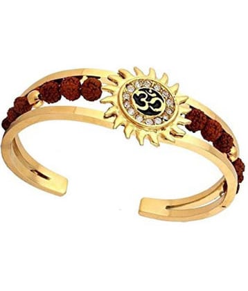 Cuff Kada Rudraksh American Diamond Gold Meena Om Sun Cuff Kada Bracelet for Men/Rudraksha Kada