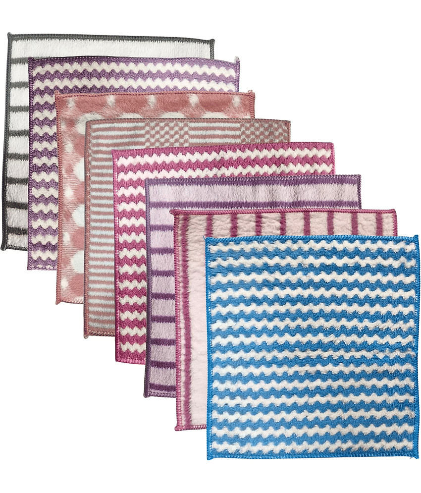 KLEANSHINE Extra Soft and Super Absorbent Face Towel Handkerchief ( Pack of 8 )