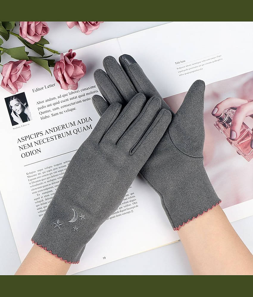 Babji Gray Women's Woollen Gloves ( Pack of 1 )