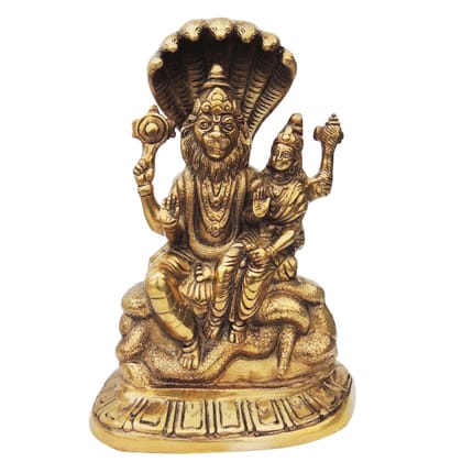 Brass Narsingh Bhagwan Statue – Spiritual Brass God Idol For Home Mandir, Height : 12.5 Inch (BSMAS1286 F)