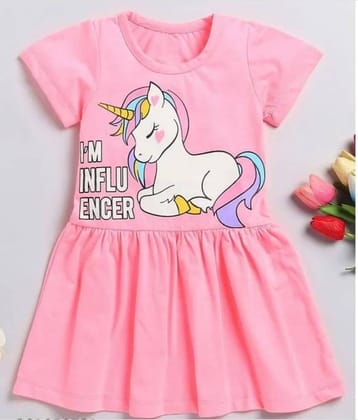 MUSNAH GARMENTS Cotton Frock For Baby Girls ( Pack of 1 , Pink )