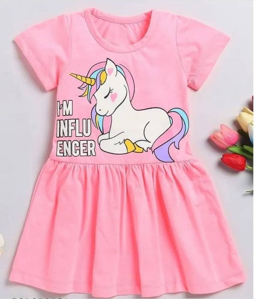 MUSNAH GARMENTS Cotton Frock For Baby Girls ( Pack of 1 , Pink )