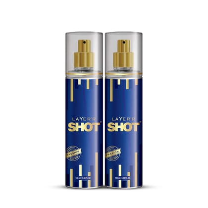 Layer'r Shot Best Passion Body Spray For Men 2 x135ml Each | Long-Lasting Premium Fragrance Woody & Oceanic Scent | Ideal For Body & Clothes | Perfect For Men Layer'r Shot Best Passion Body Spray For Men 2 x135ml Each | Long-Lasting Premium Fragrance Woo