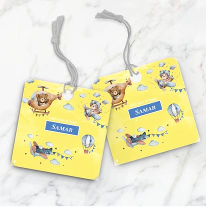 Teddy's Flight Gift Tag (kids)-Sunshine Yellow