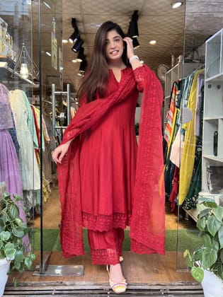 Naina Red Anarkali Suit Set-3XL