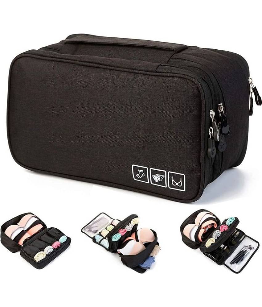 House of Quirk Travel Multi-Function Bra Underwear Packing Organize Storage Bag, Bra/Socks/Cosmetic Accessories Storage Case - Black