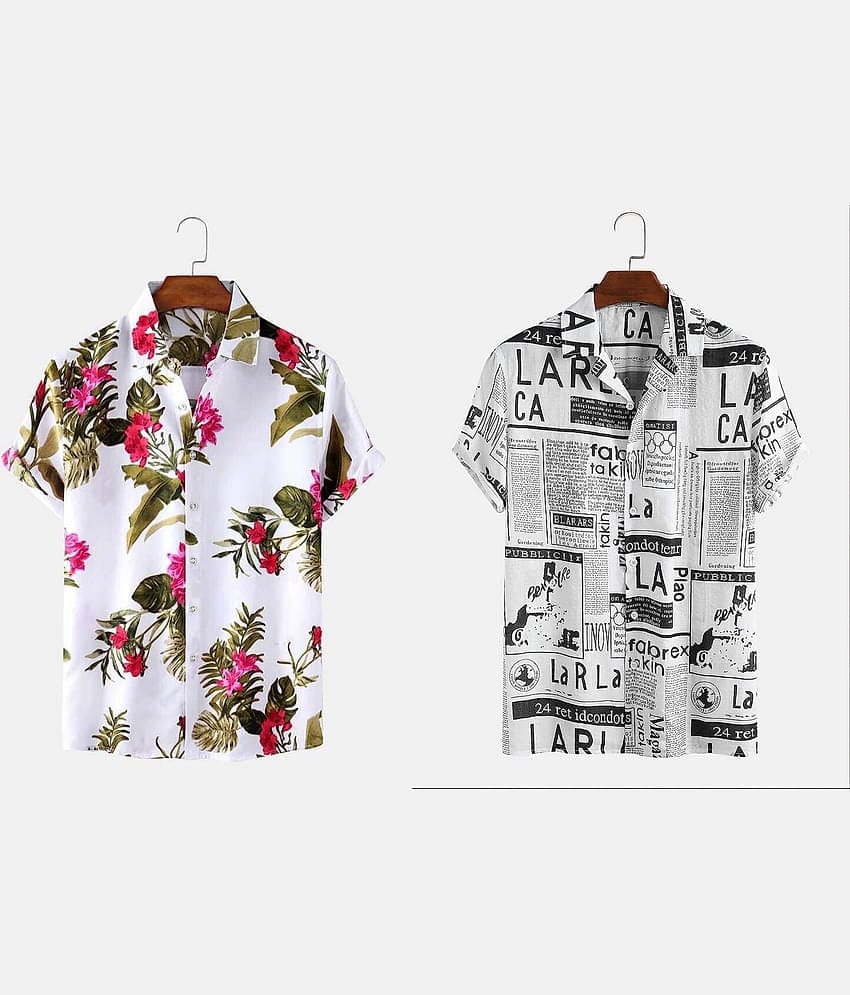 Qlonz store Elastane Regular Fit Solids Half Sleeves Men's Casual Shirt - Multi ( Pack of 2 )