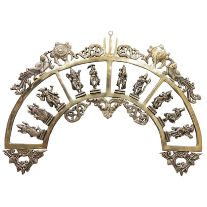 Brass Showpiece Das Avatar Wall Hanging Circle Small Statue, Height : 18 Inch (BSMAS1309 B)