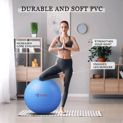 EZYFIT Anti-Burst Rubber Gym Ball with Free Foot Pump | Round Shape Swiss Ball for Exercise, Workout, Yoga, Pregnancy, Birthing, Balance and Stability