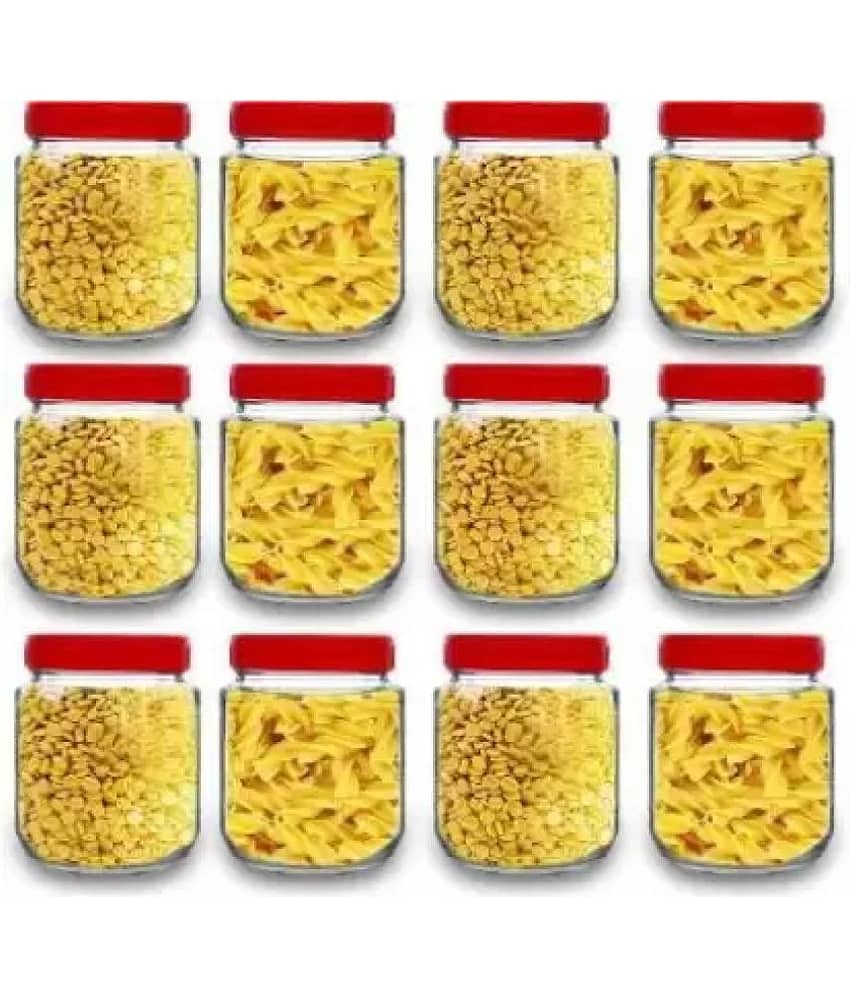 skwaion - Red Glass Cookie Container ( Set of 12 ) - 750 ml