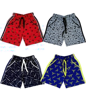 atlans Pack of 4 Cotton Blend Shorts For Boys ( Red )