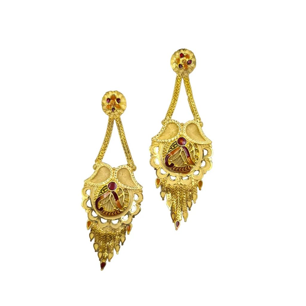 Gold-Plated Meenakari Drop Earrings β Traditional Indian Ethnic Jewelry