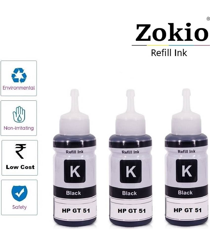 zokio GT51 INK For 5810 Black Pack of 3 Cartridge for GT51 INK GT52 Gt5810, Gt5811, Gt5820, Gt5821, 310, 315, 319, 410, 415, 419