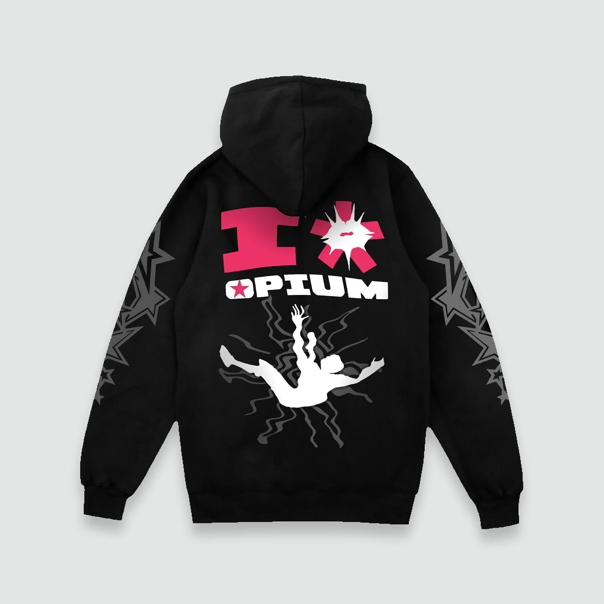 High On Opium Designed Oversized Hoodie-S / Black