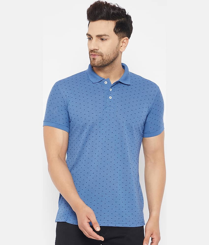 The Million Club Pack of 1 Polyester Regular Fit Printed Half Sleeves Men's Polo T Shirt ( Blue )