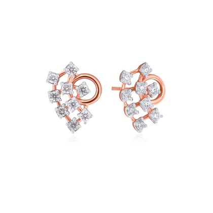 Senco Gold Abstract Glamour Diamond Studs (1.7 gram / 0.24 Ct / HI-SI / 18K Rose Gold)
