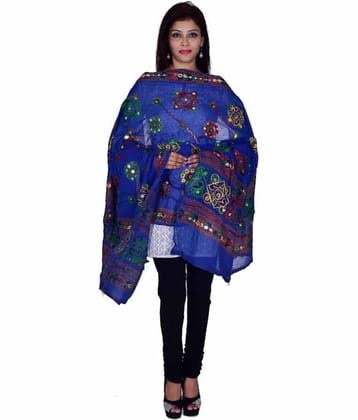 Apratim Blue Cotton Kutch Embroidered Dupatta