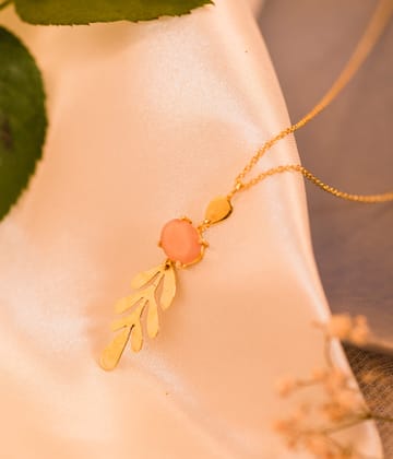 Deep Moonstone Feather Necklace