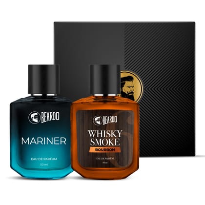Beardo Whisky Smoke Bourbon Perfume 50ml & Mariner Perfume 50ml Combo | Long Lasting Perfume For Men | Oriental, Woody, Leathery | Fresh, Aqua Notes | Gift Set | Rakhi Gift for Brother | Gift for boyfriend | Gift for Men | Gift for Brother Beardo Whisky 