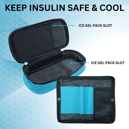 FAIRBIZPS Insulin Cooling Travel Pouch for Diabetics with Two Ice Gel Packs - Sky Blue | Ice Pack for Insulin | Insulin Cooler Bag for Travel | Keep Insulin Safe and Cool for 6 to 8 Hours