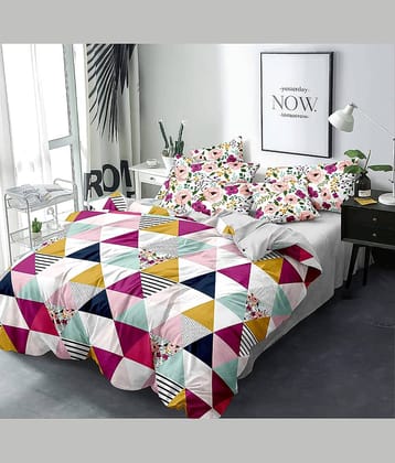 Neekshaa Glace Cotton 1 Double Bedsheet with 2 Pillow Covers ( Multicolor )