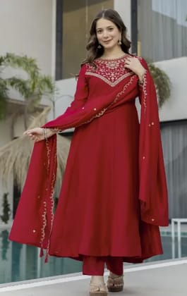 Vaidehi Fashion Cofee Anarkali Embroidered Vichitra Silk Kurta Set with Dupatta Embroidered Anarkali Kurta, Bottom & Dupatta Set Vaidehi Fashion Cofee Anarkali Embroidered Vichitra Silk Kurta Set with Dupatta Embroidered Anarkali Kurta, Bottom & Dupatta Set