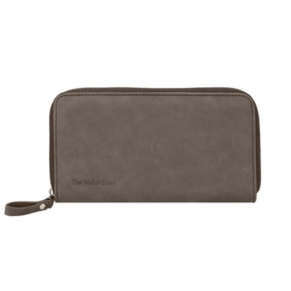 The Wallet Store Suede Leather Zipper Clutch For Her - Blue
